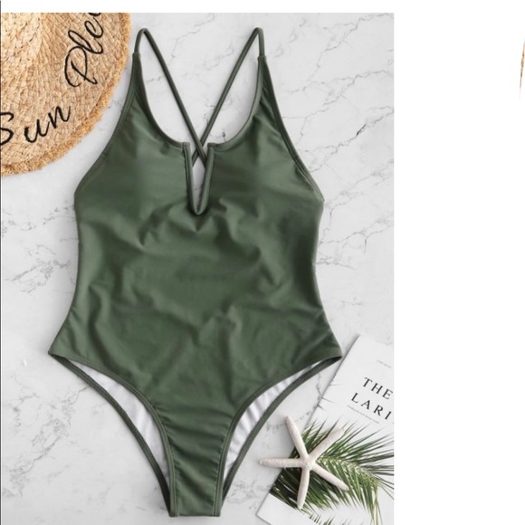 Zaful Other - ZAFUL V Wired Criss Cross Backless Swimsuit